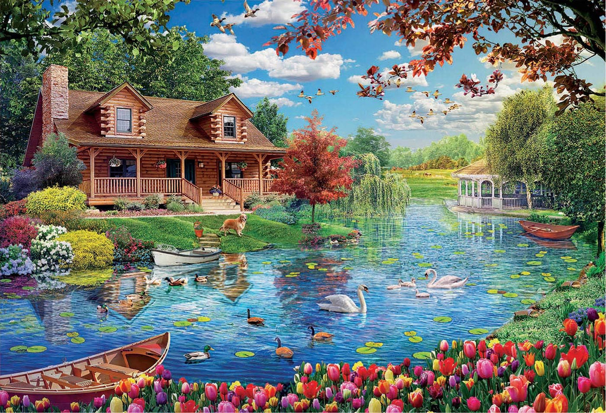 Puzzle Educa Rompecabeza 5000 Piezas Casita En El Lago Trex