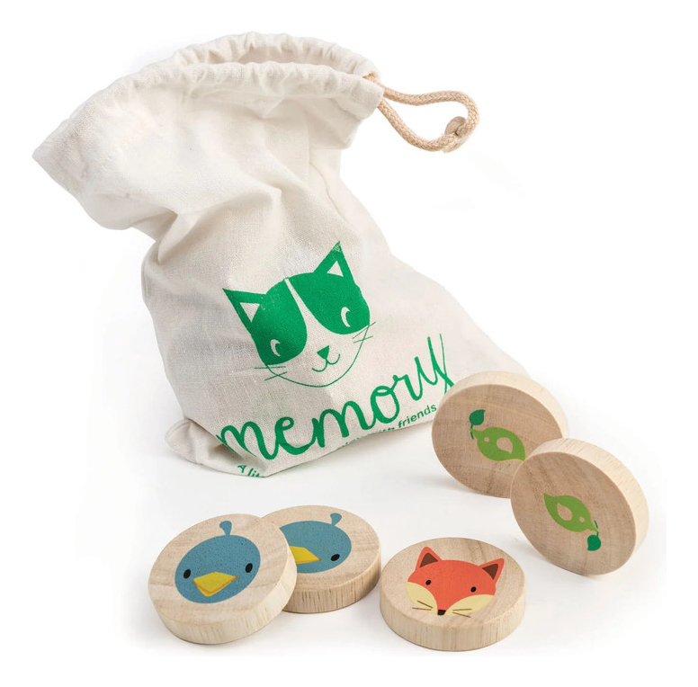 Memoria Gato Astuto Tender Leaf Juega Juguete Madera Niño Tx