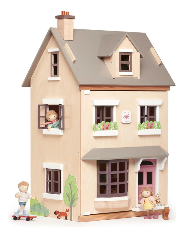 Villa Foxtail Tender Leaf Casa Niños Juguetes Madera Niño Tx