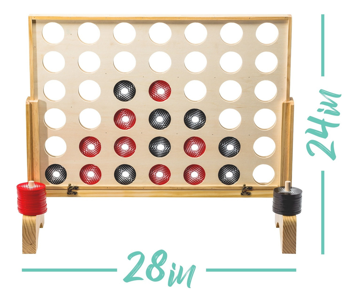 Juego 4 En Linea Fila Gigante De Madera + 40 Fichas Trex