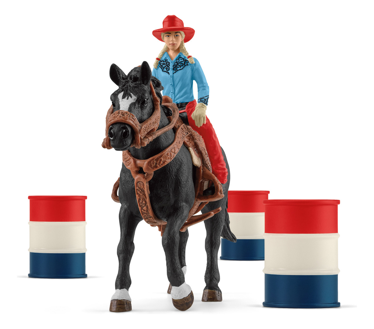 Figura Carrera Barriles Vaquera Schleich Farm World Trex