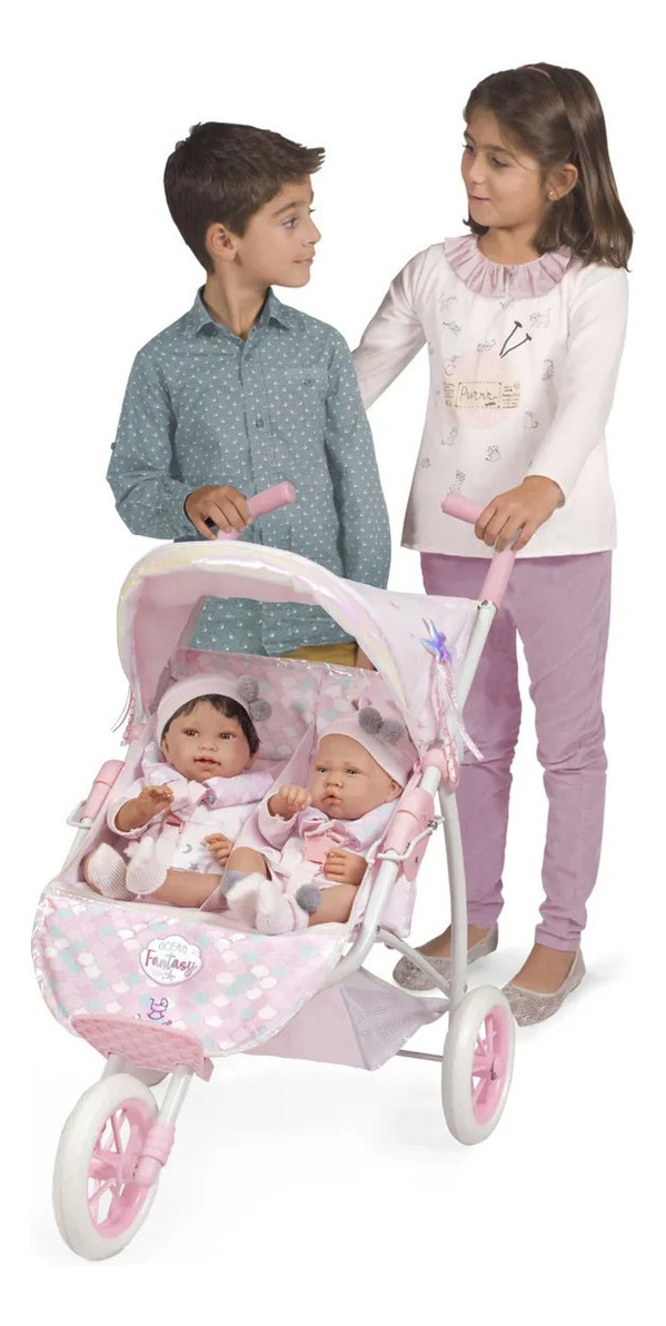 Coche De Muñecas Gemelos Plegable De Cuevas Bebes Niños Tx