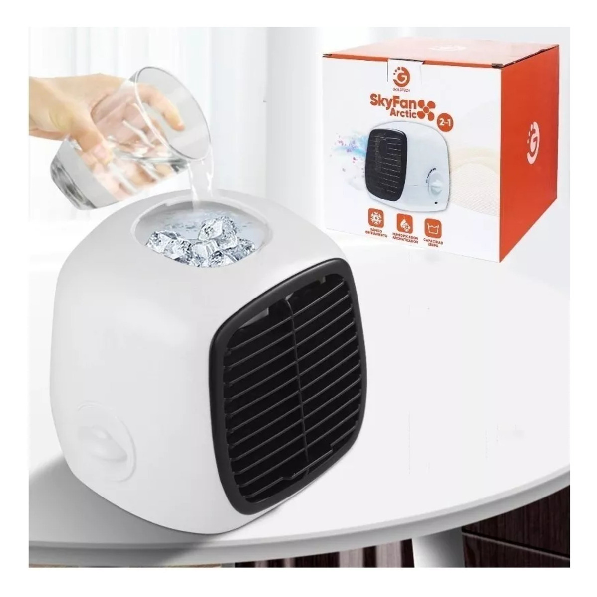 Hidro Ventilador Aire Portatil 2 En 1 Humidificador Goldtech