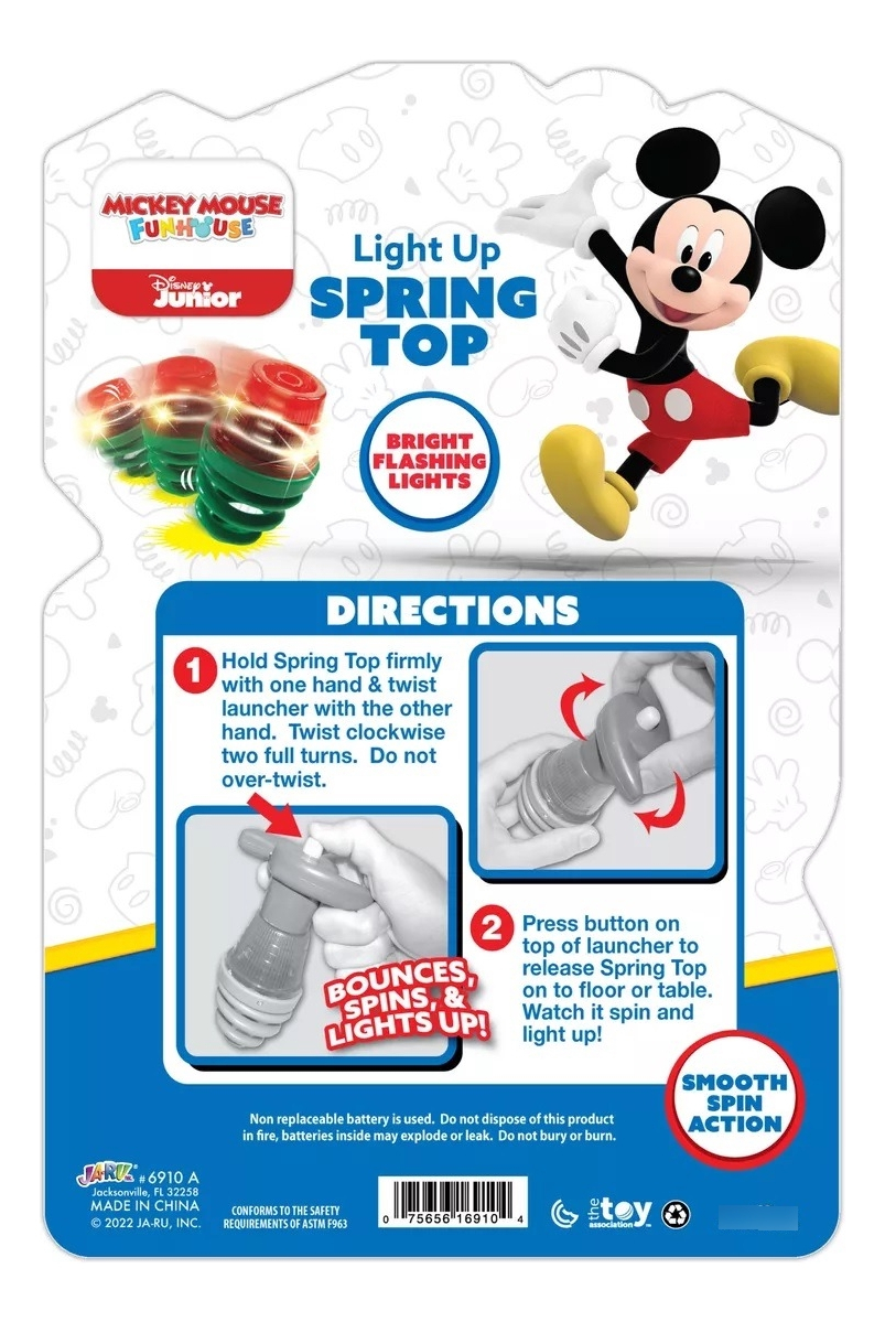 Trompo Juego Infantil C/ Luz Y Lanzador Disney Mickey Spidey
