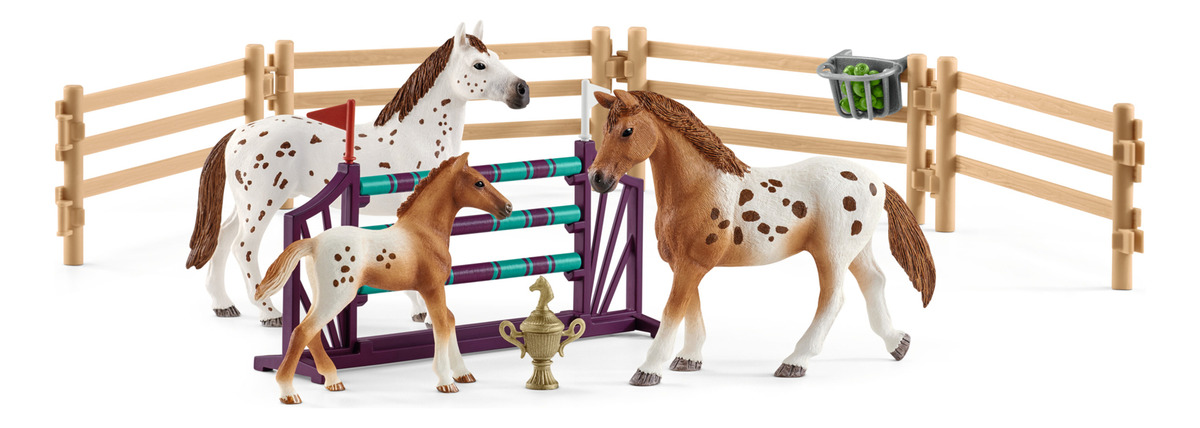 Figura Caballos + Corral +ejercicio Entrenamiento Schleich