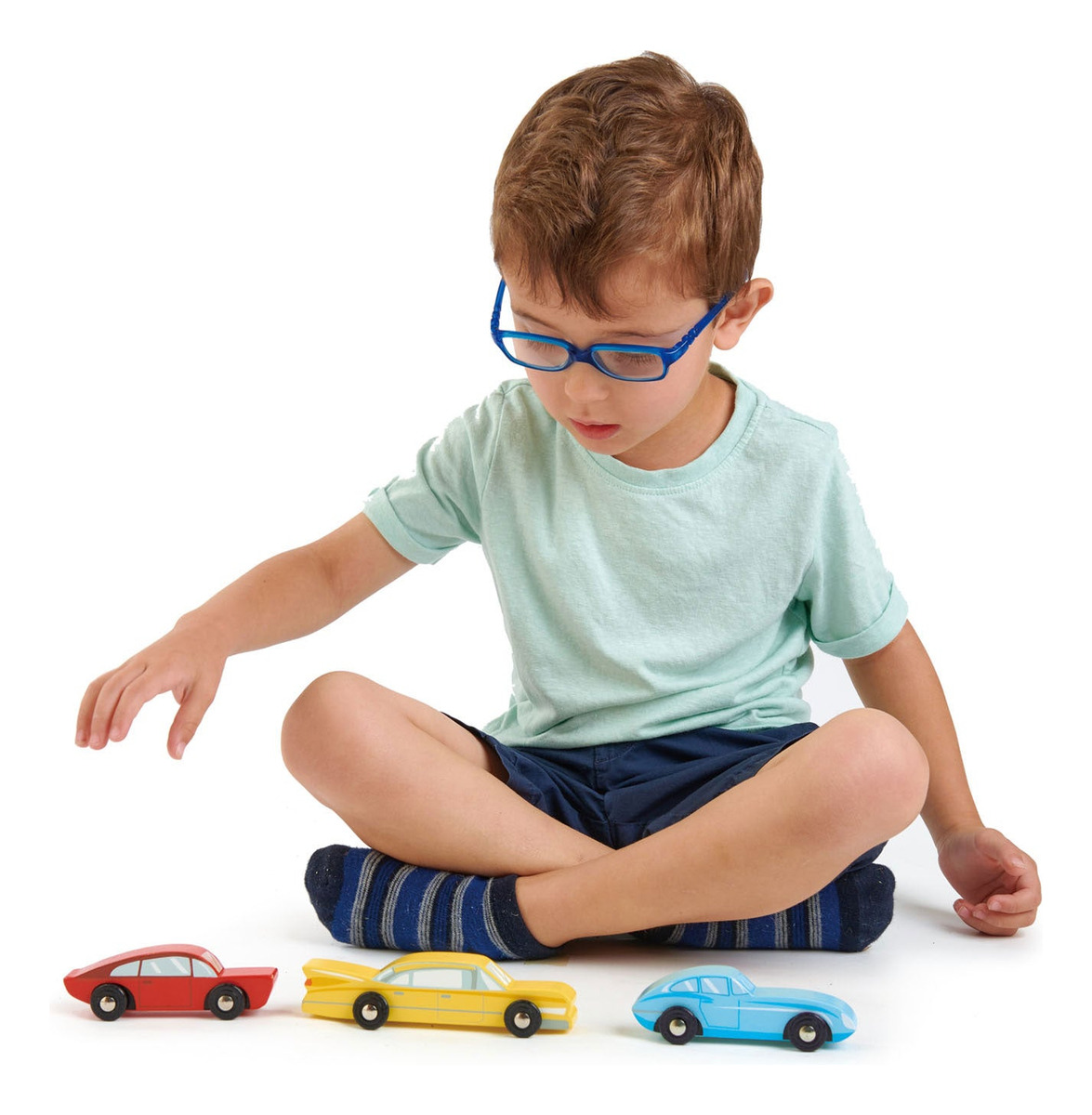 Juguete Set X3 Autos Tender Leaf Toy Retro De Madera Trex