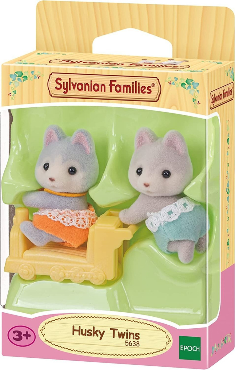 Sylvanian Families Gemelos Bebe Husky Tren Muñeco Juguete Tx