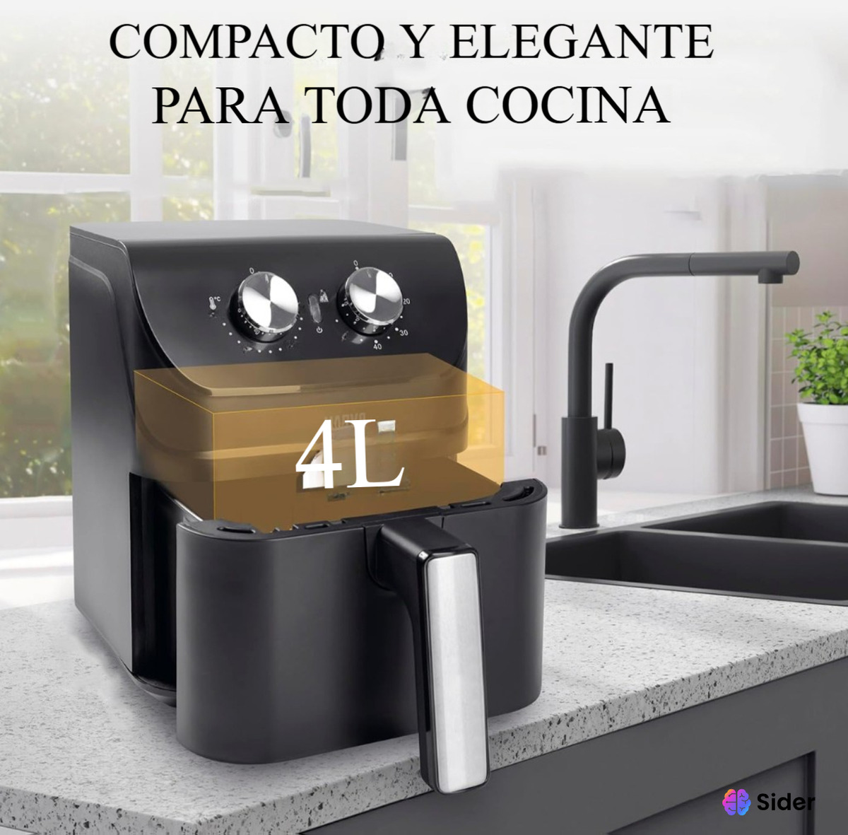 Freidora Sin Aceite Antiadherente 4 Litros Air Fryer Trex
