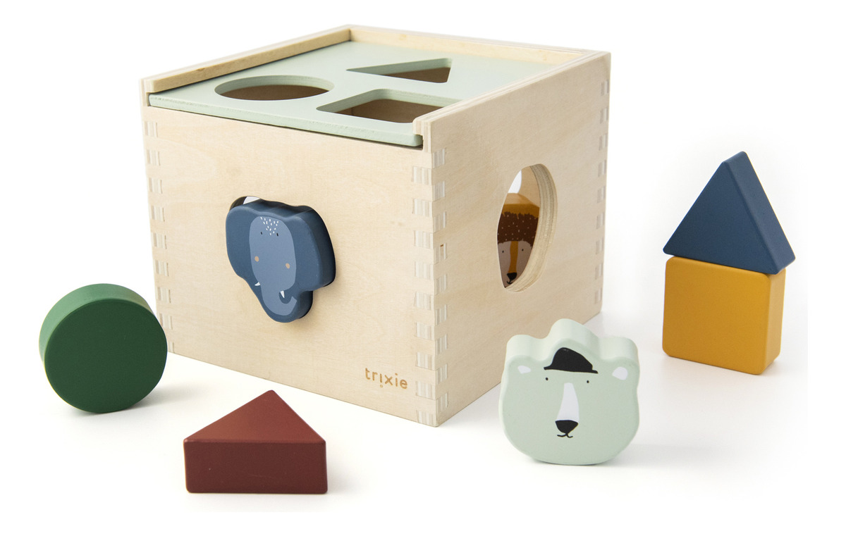 Juego Bloques Formas Madera Animales Didactico Trixie Trex