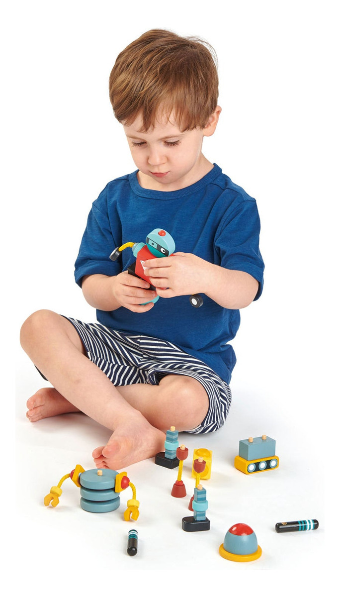Juguete Robots Tender Leaf Toys Construccion Madera 17 Ps Tx