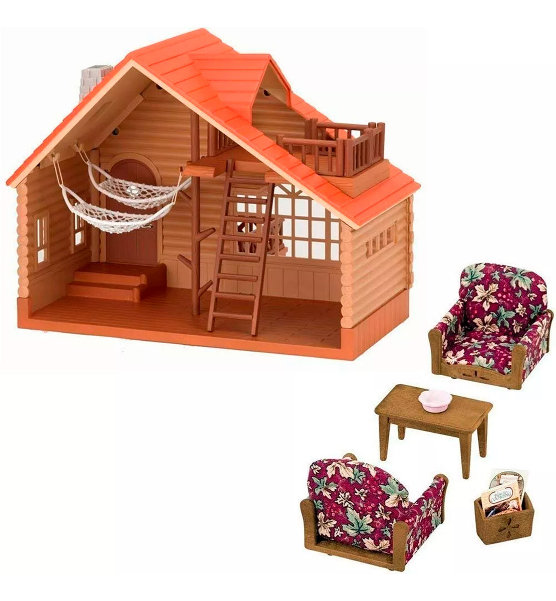 Sylvanian Families Cabaña Casa Troncos Muebles Accesorios Tx