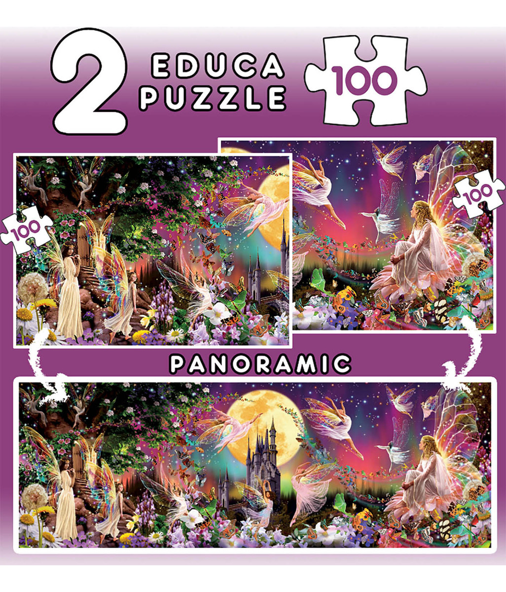 Puzzle Rompecabeza Triptico Hadas Panoramico 2x1000 Educa Tx