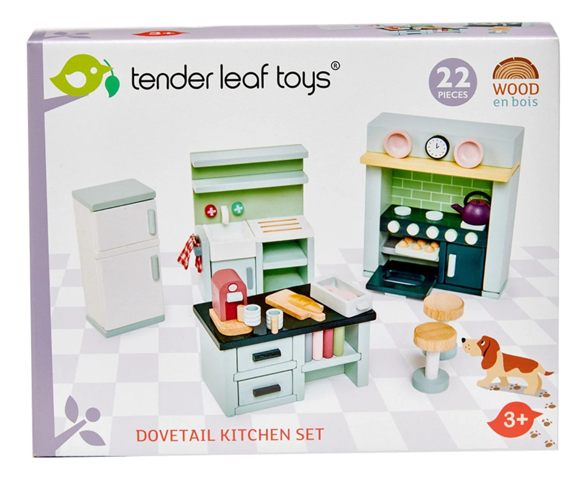 Muebles Cocina Casa Muñecas Tender Leaf Juego Madera Niño Tx