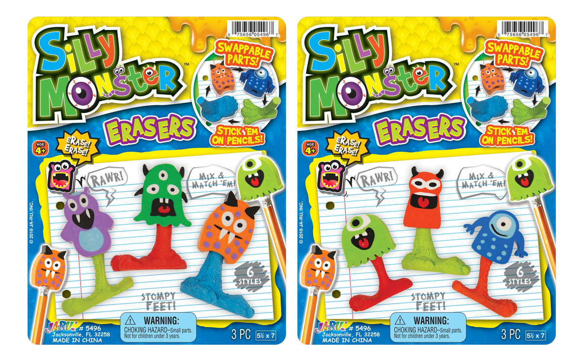Gomas De Borrar Infantil Silly Monstruos Lapiz Goma Ja Ru Tx