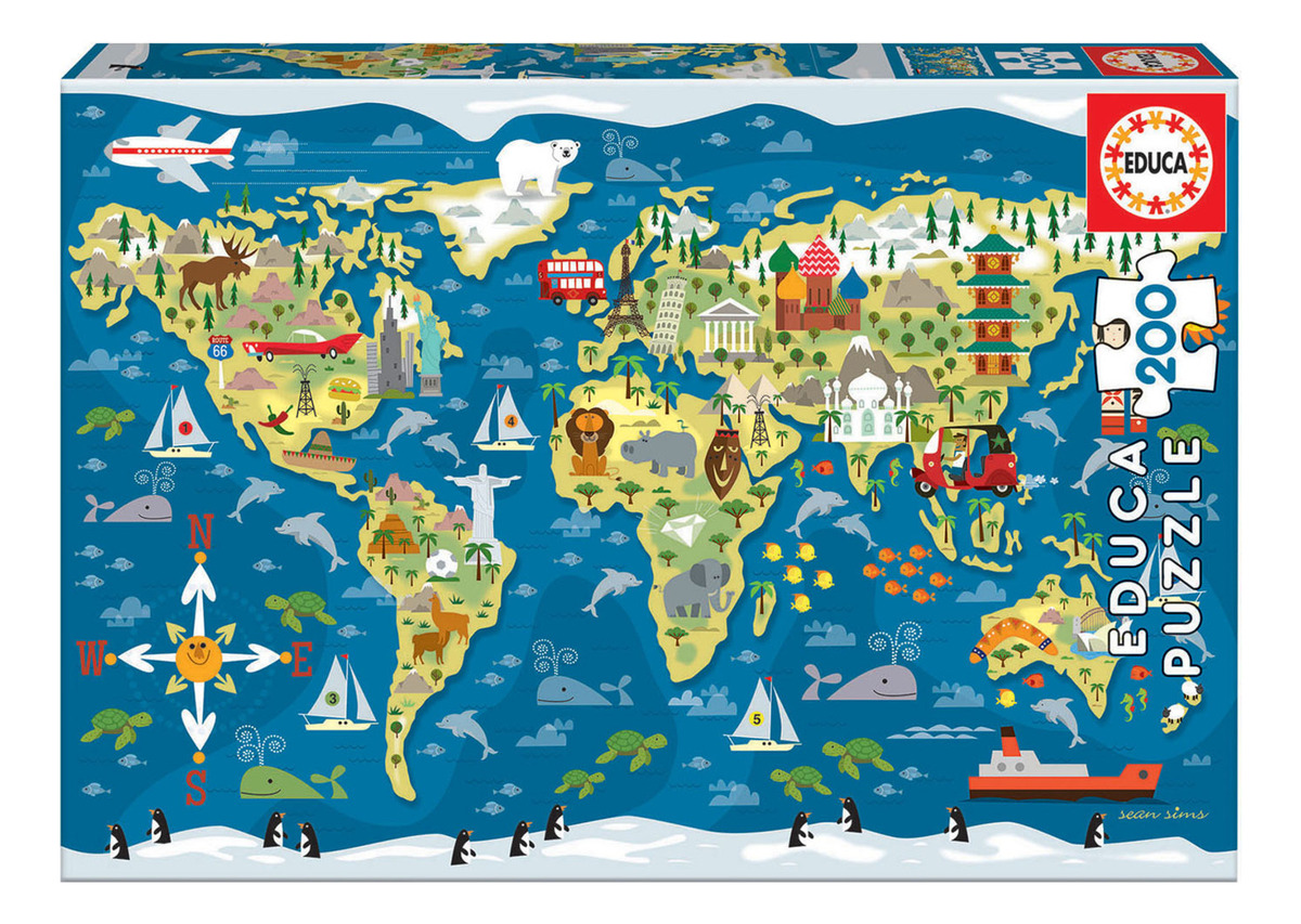 Puzzle Rompecabezas Mapa Mundo 200 Piezas Educa Trex