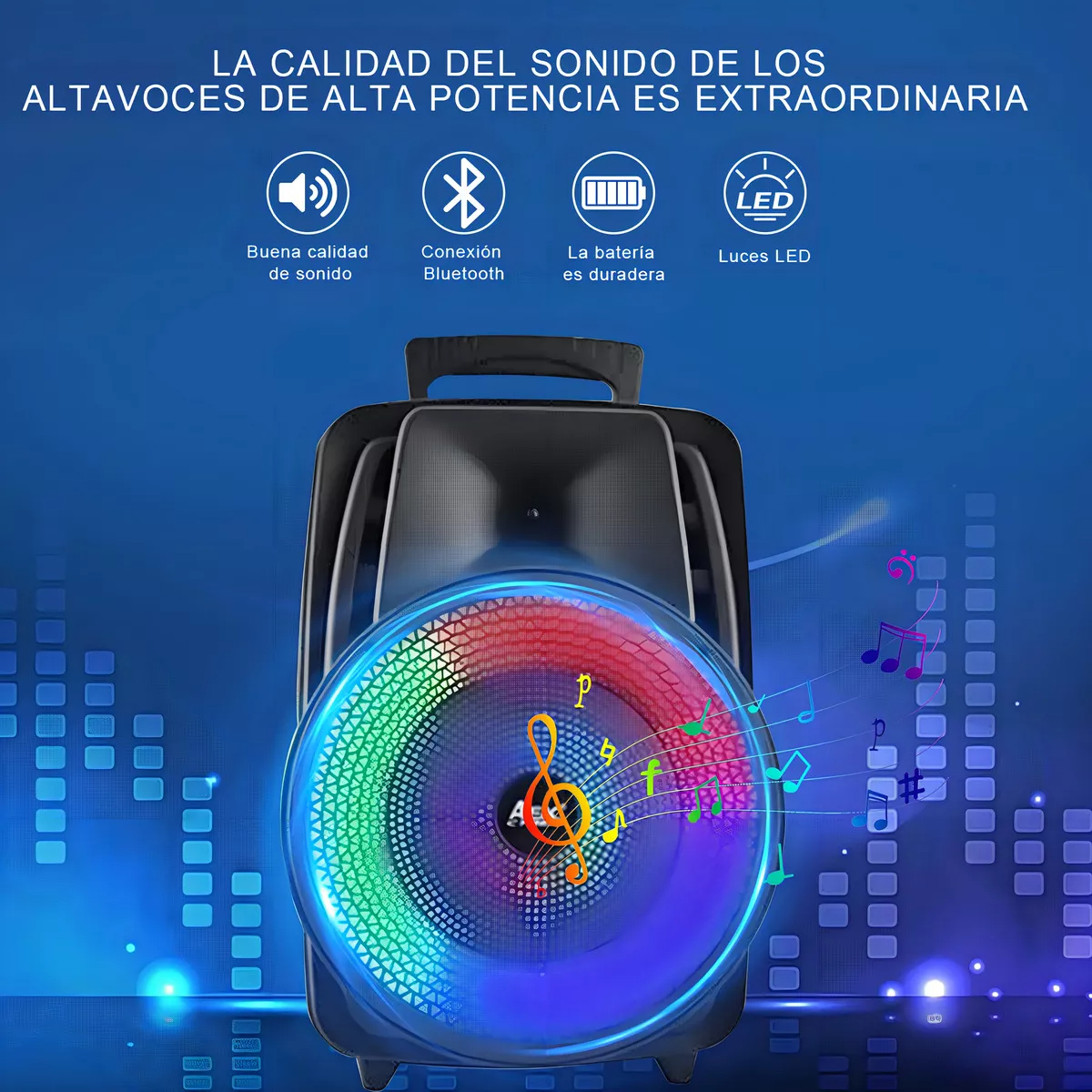 Parlante Portátil Recargable Bluetooth Aek Rgb Trex