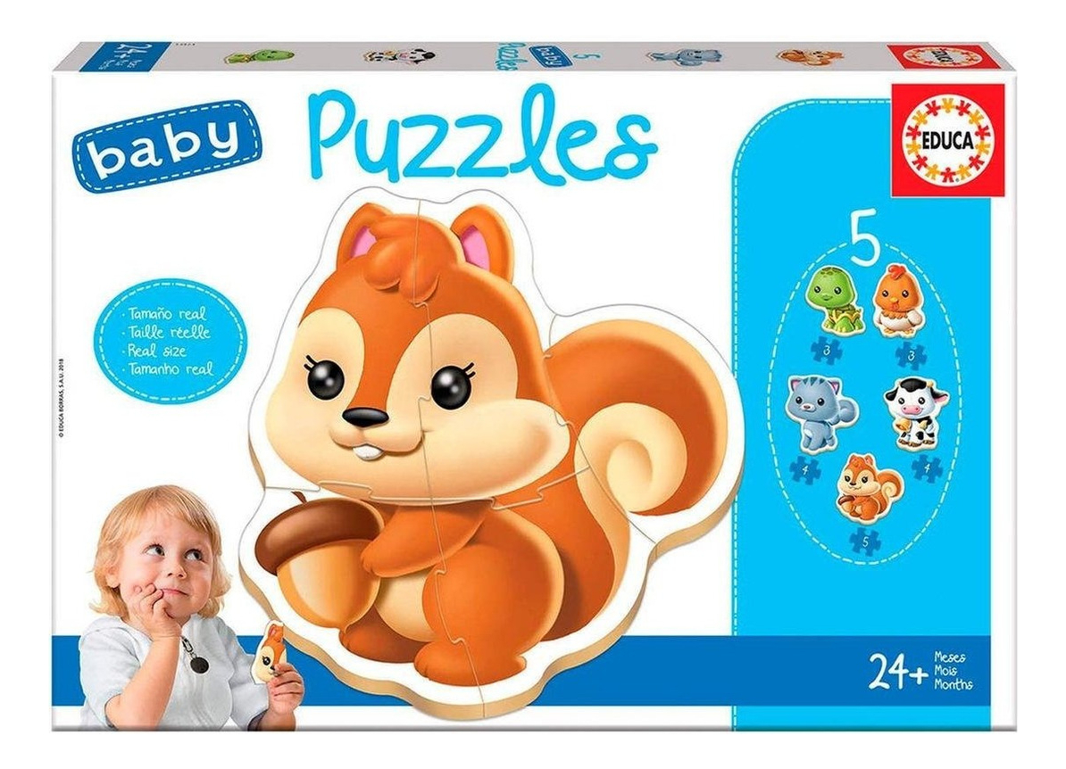 Set Puzzle Ardilla Bebe Educa Rompecabezas Animales Aprender