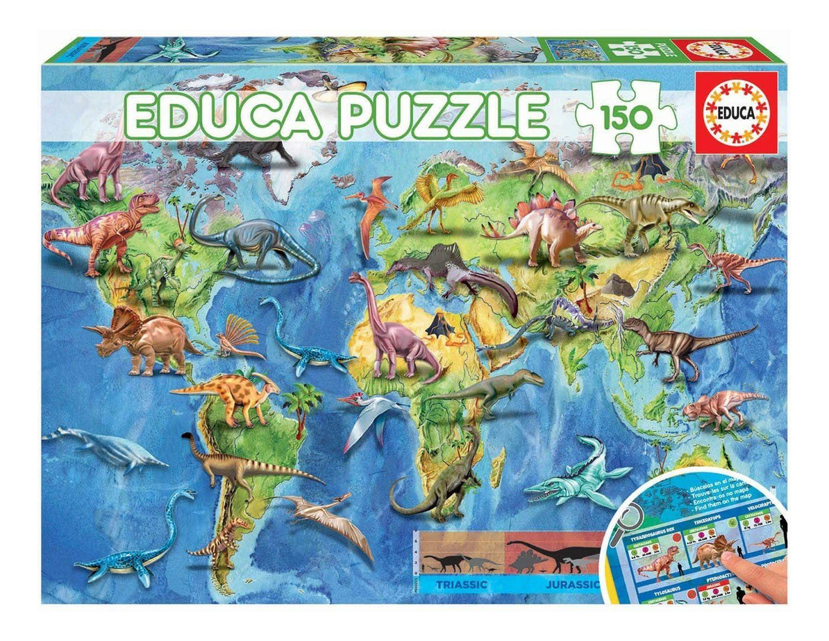 Puzzle 150 Piezas Mapamundi Dinosaurios Educa Rompecabezas