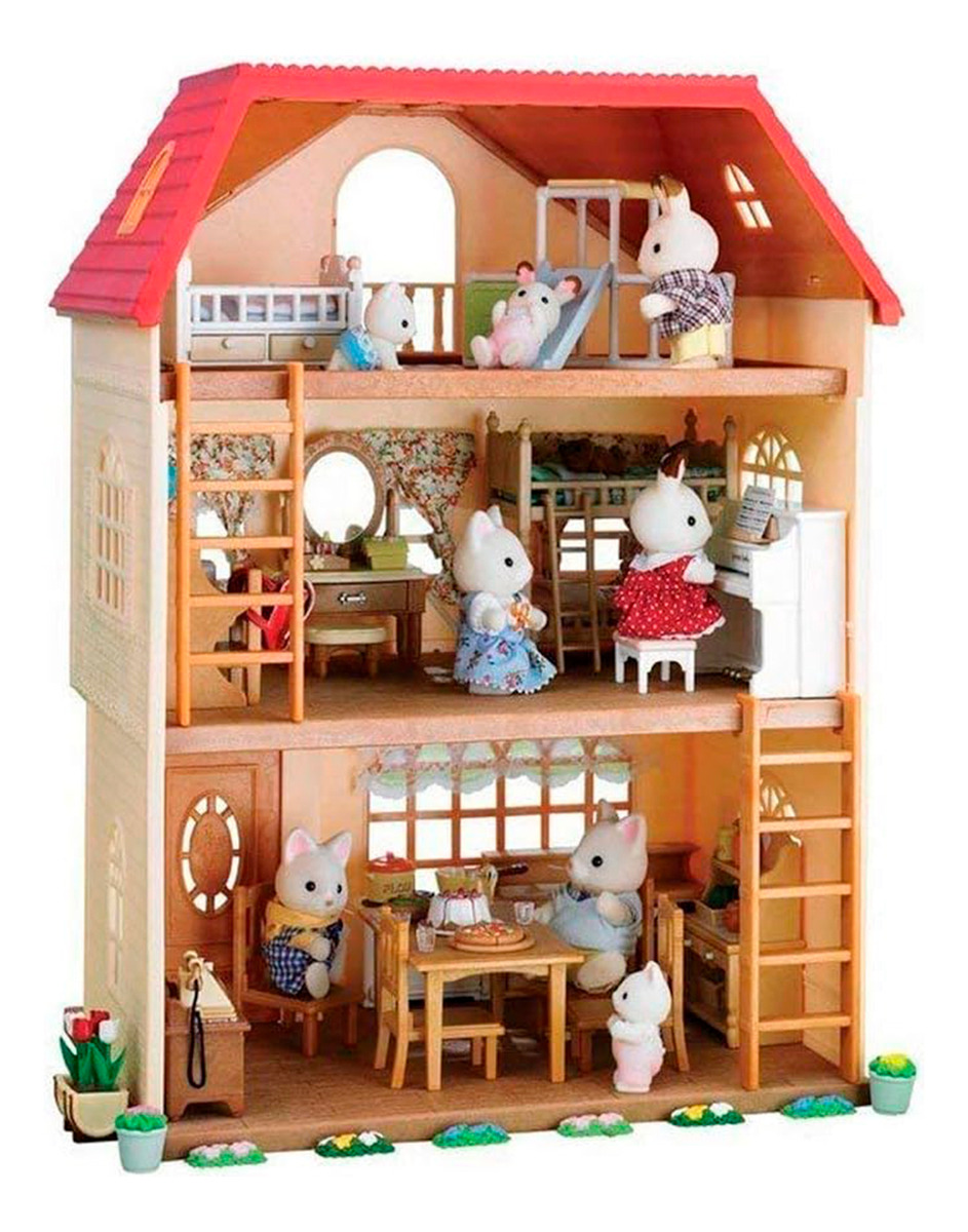 Sylvanian Families Casa De 3 Pisos House Conejos Niños Trex