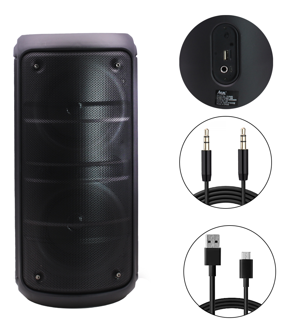 Parlante Portátil Luces Rgb Bluetooth Usb Karaoke Radio Trex