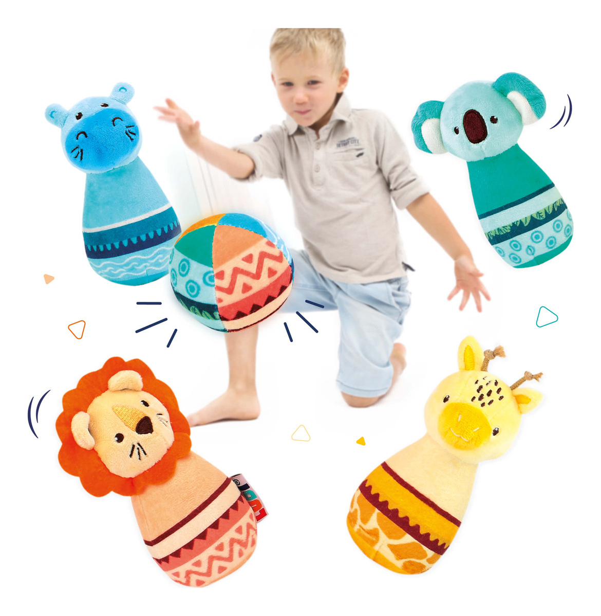 Juego Bolos Acolchonados Bebe Tela Ludi Baby Sensorial Trex