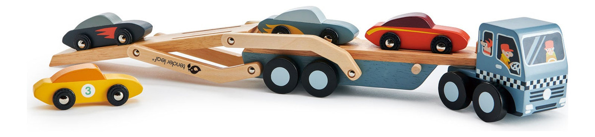 Juguete Camion Zorra + Autos Madera Articulado Tender Leaf