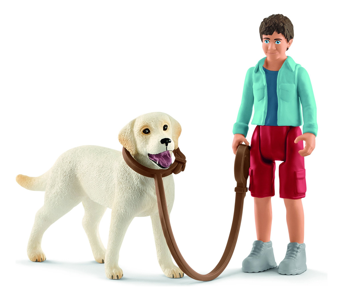 Figura Perro Retriever Labrador Paseo + Amigo Schleich Trex