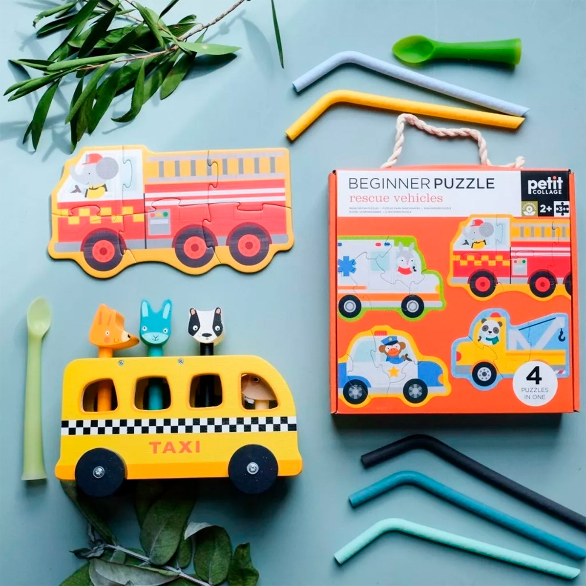 Juguete Taxi Con Animales Tender Leaf Madera Infantil Trex