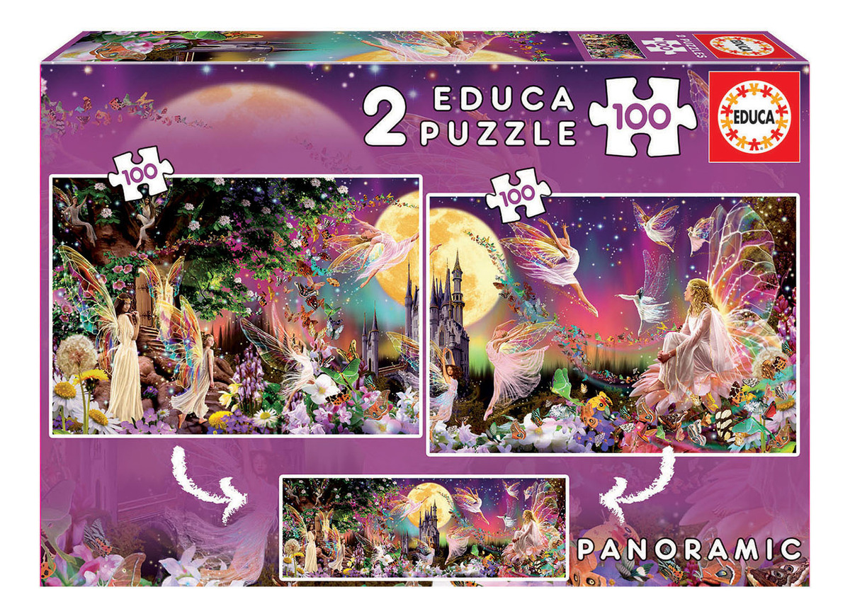 Puzzle Rompecabeza Triptico Hadas Panoramico 2x1000 Educa Tx