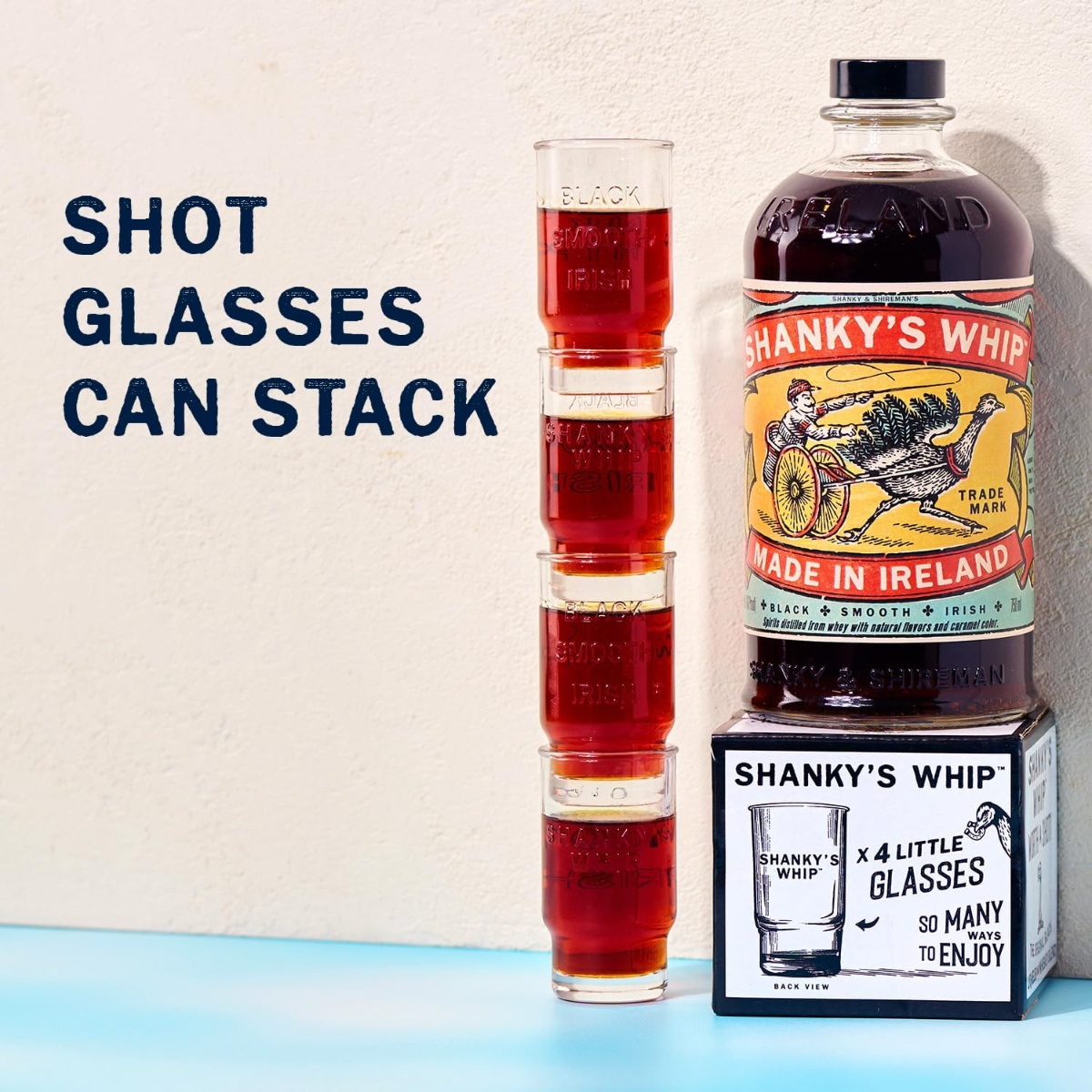 Shankys Shankys Whip Black Irish Whisky Liqueur + 4 Vasos