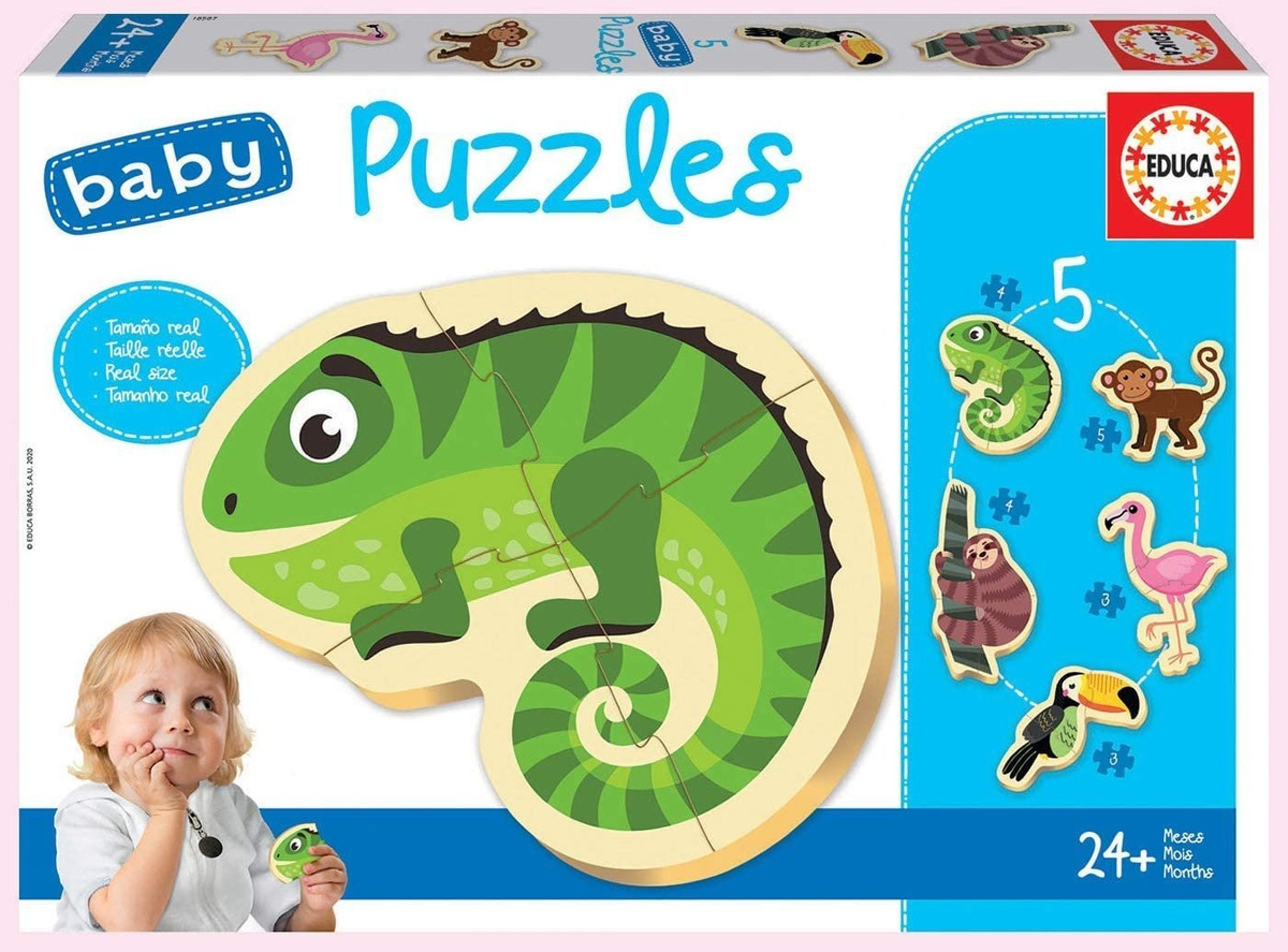 Set Puzzle Camaleon Mono Bebes Educa Rompecabezas Aprender