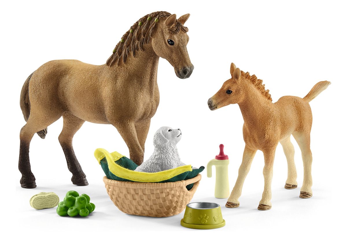 Figuras Set Caballo Granja + Cría+ Acc Schleich Juguete Trex