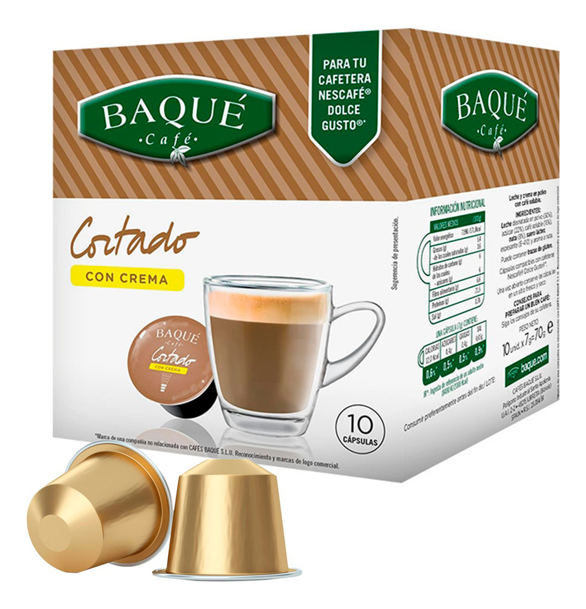 Capsulas Dolce Gusto Cortado C/ Crema Baque X10 Capsulas Tx