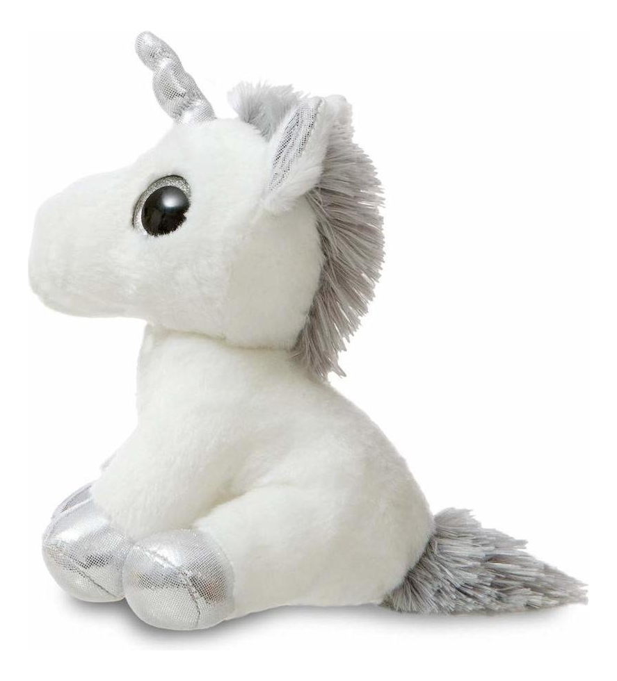 Peluche Unicornio Plateado Aurora Super Felpa Juguete Trex