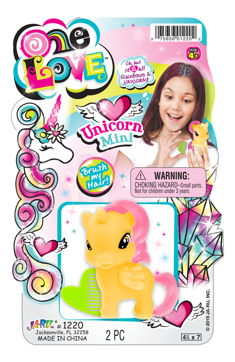 Muñeco Unicornio Mini Pelo + Peine Colores Ja Ru One Love Tx