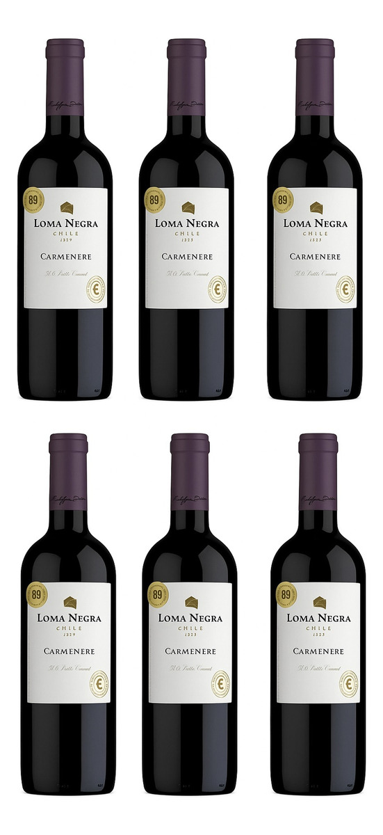 X6 Botellas Vino Carmenere Loma Negra 750ml Bodega Luis F Tx