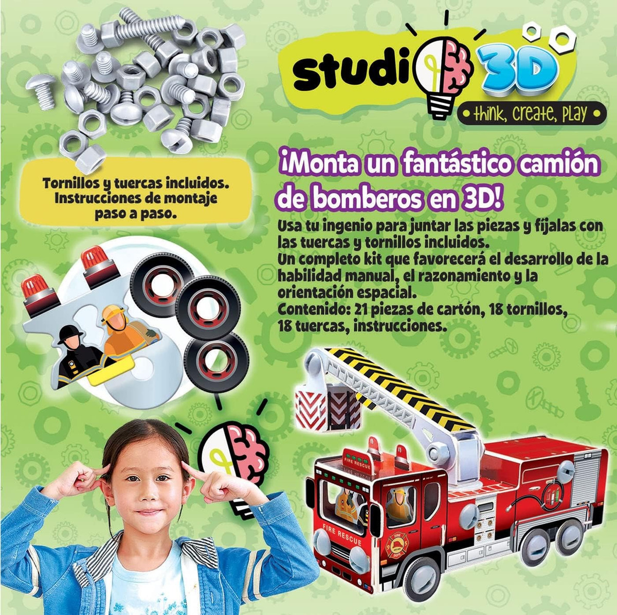 Puzzle Camion De Bomberos 3d Rompecabezas Educa Niños Trex