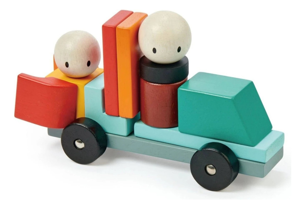 Auto De Carrera Tender Leaf Madera Magnetico Magblocs Trex