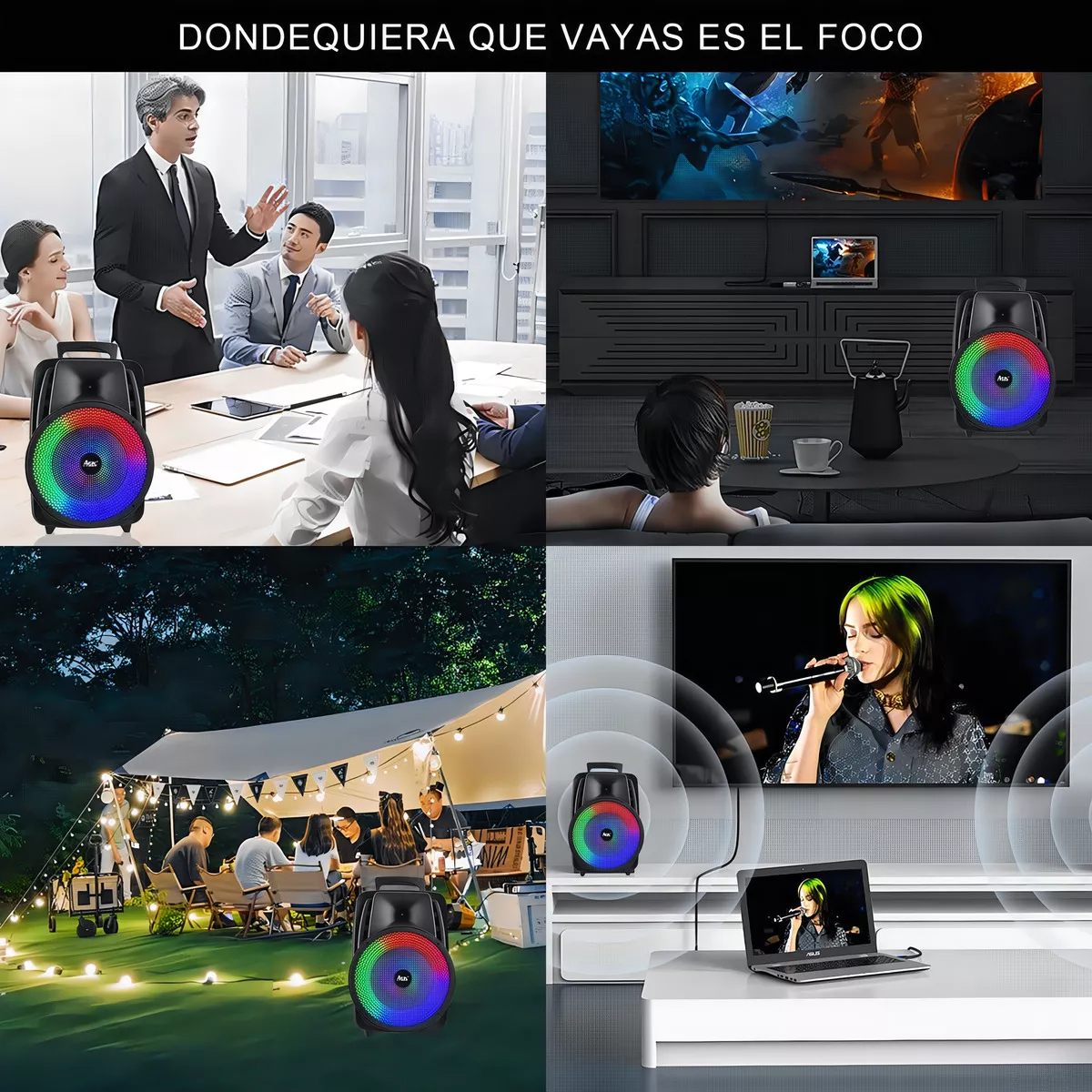 Parlante Portátil Recargable Bluetooth Aek Rgb Trex