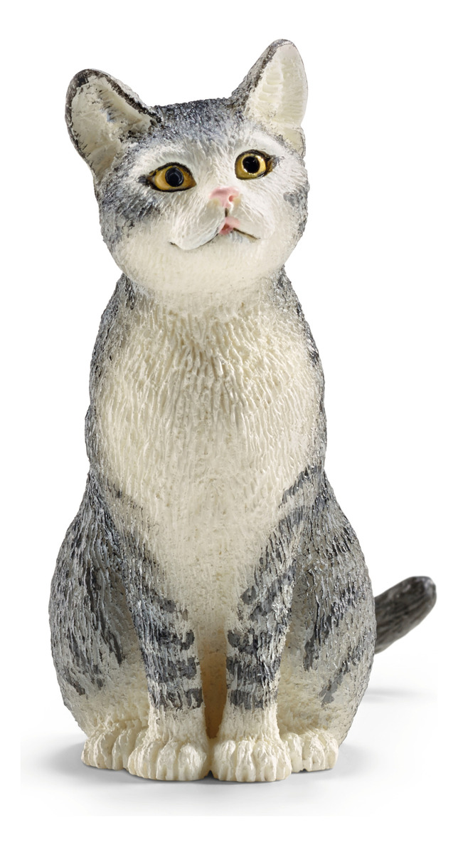 Figura Gato Rayas Sentado De Granja Schleich Calidad Trex