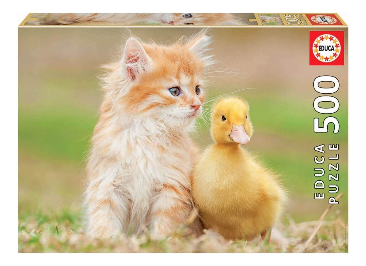 Puzzle Rompecabeza Educa Animales Amigos Pato Gato 500 Pieza