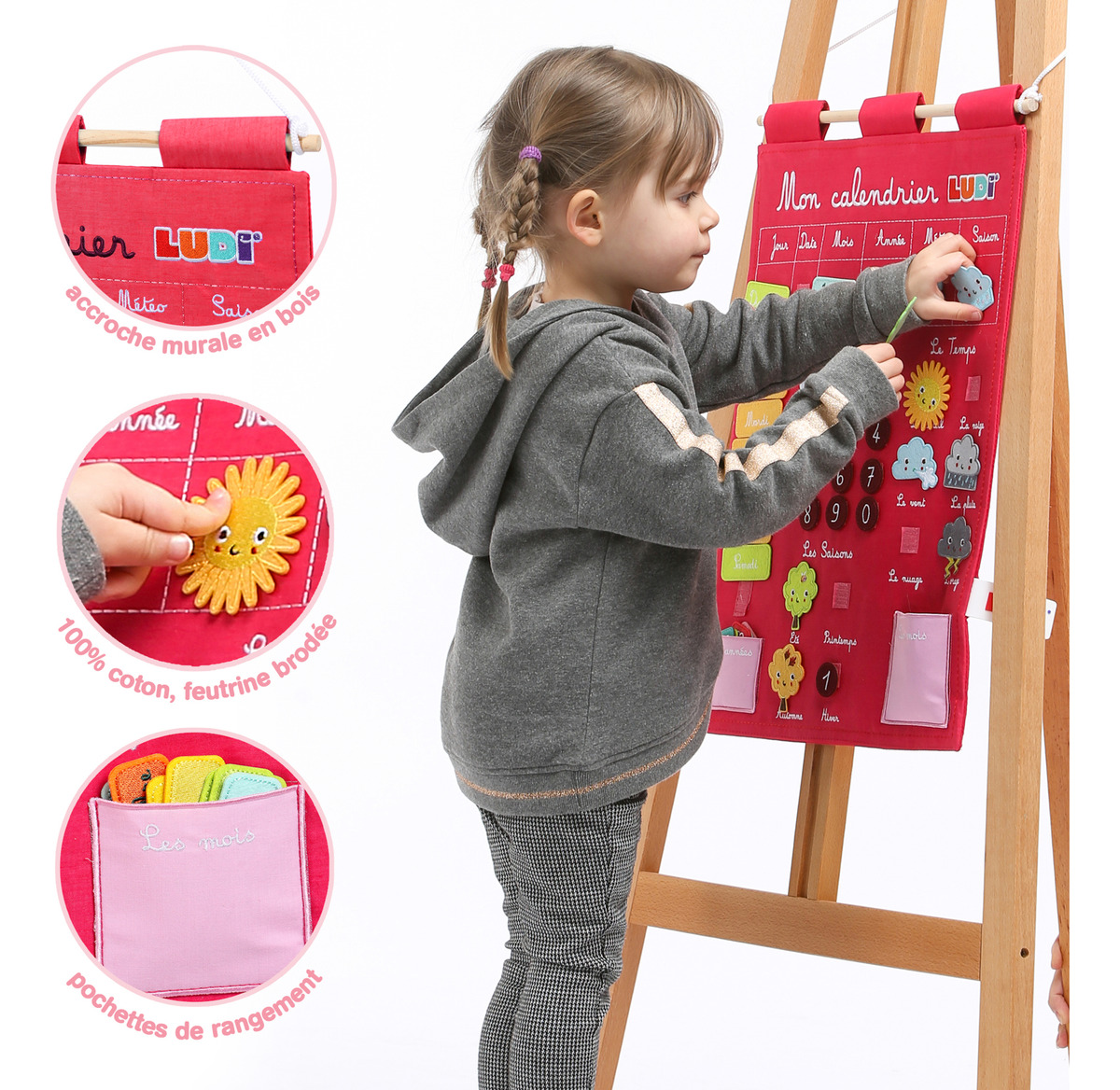 Juego Calendario Infantil Educativo Pared Tela Figuras Ludi