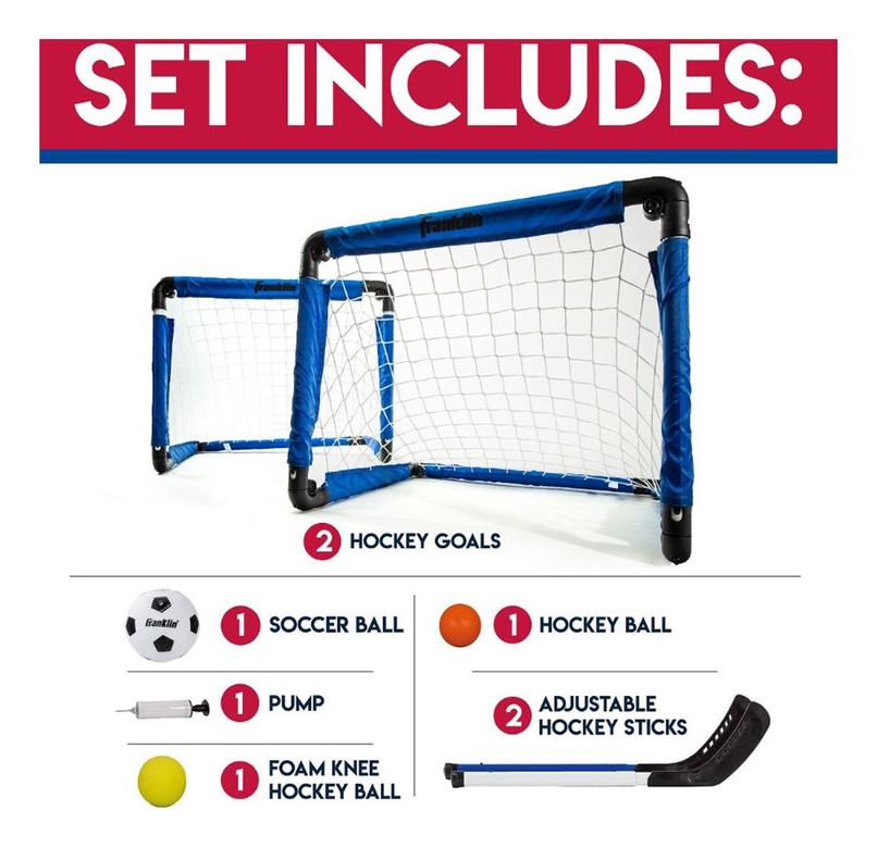 Set Hockey Futbol Porteria Arco Palos Pelota 3 En 1 Franklin