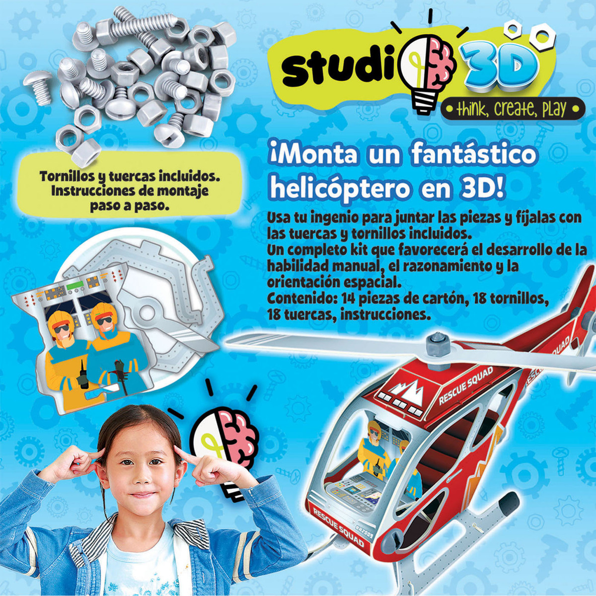 Helicoptero 3d Rompecabezas Rescate Educa Infantil Trex