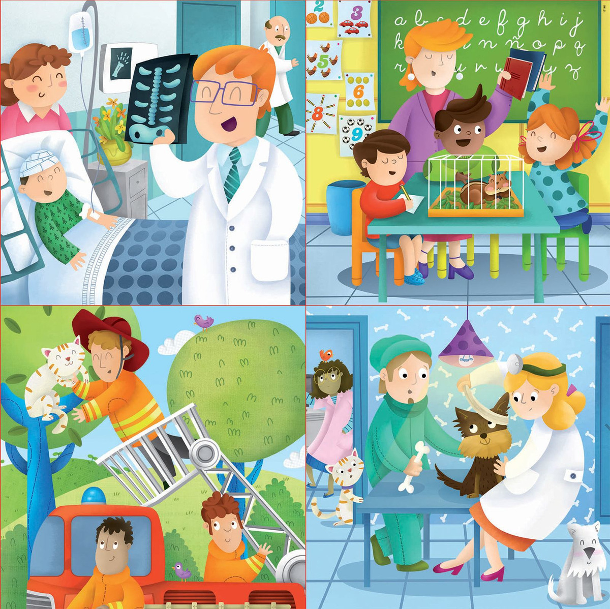 Set Puzzle Aprender Doctor Bombero Educa Niños Rompecabezas