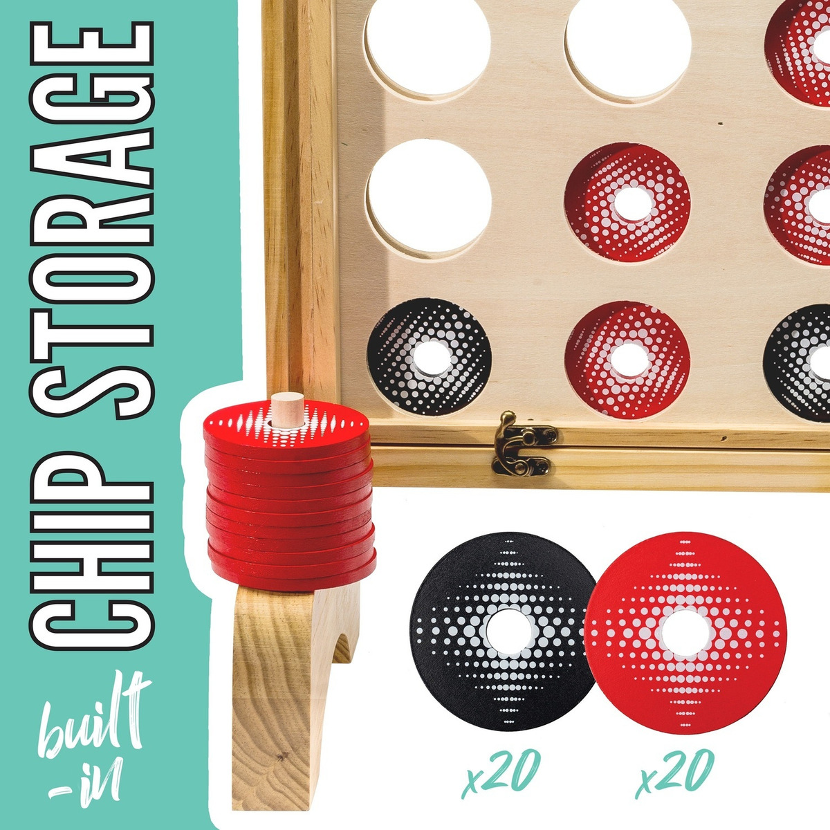 Juego 4 En Linea Fila Gigante De Madera + 40 Fichas Trex