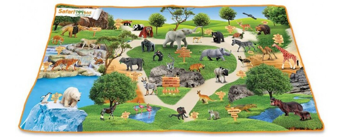 Alfombra De Juego Animales Safari Didactico Infantil Trex