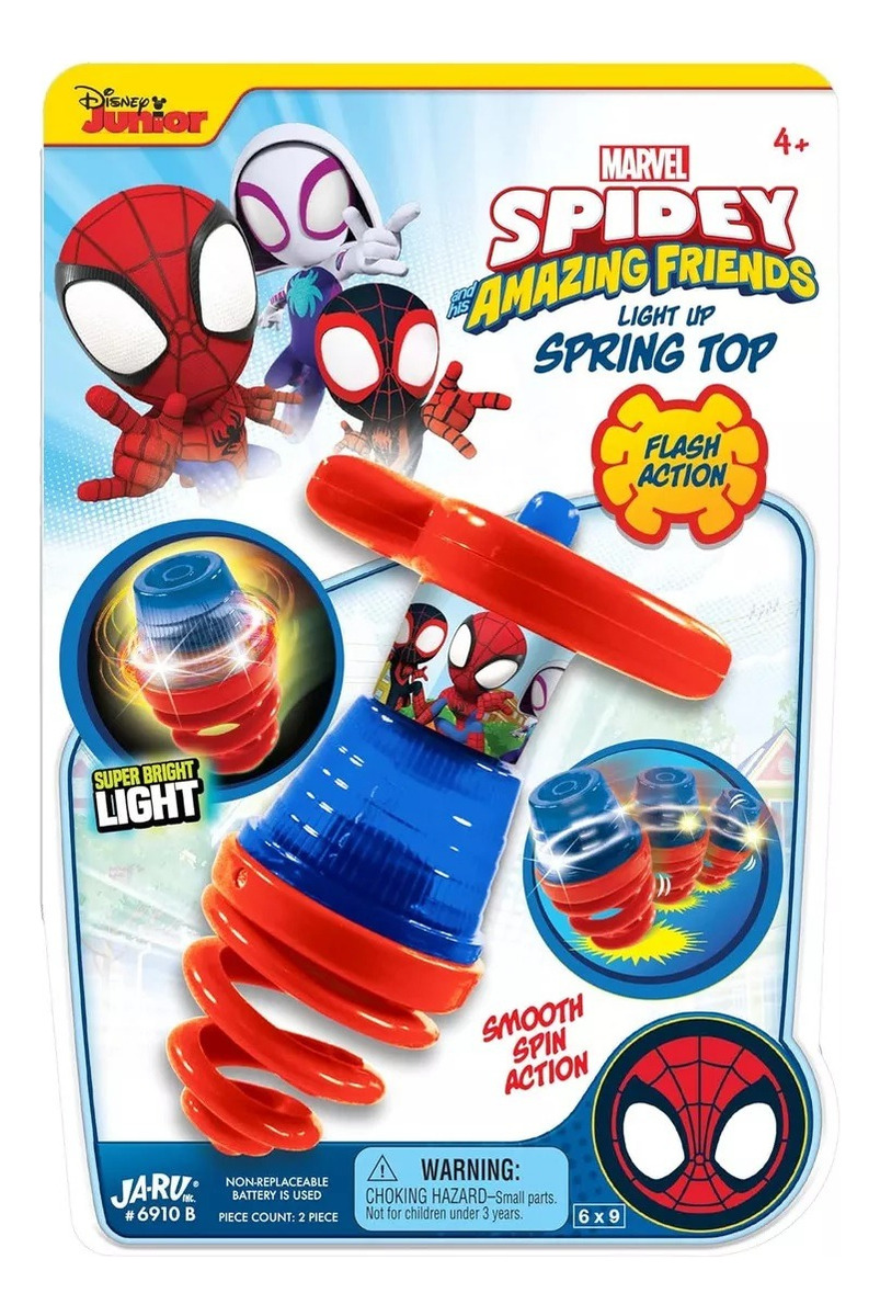 Trompo Juego Infantil C/ Luz Y Lanzador Disney Mickey Spidey