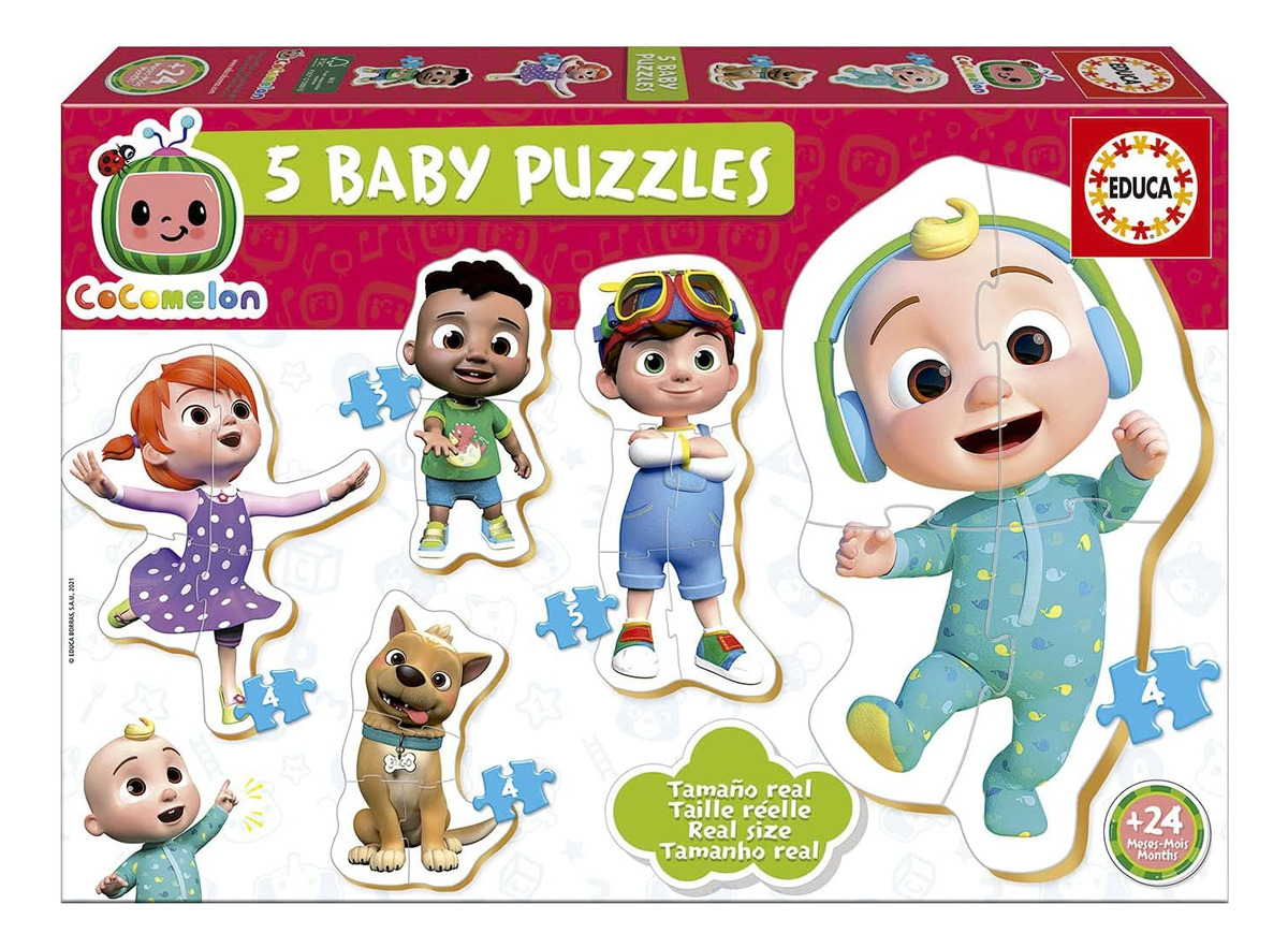 Juego Puzzle Educa Bebe Cocomelon Infantil 5 En 1 Trex