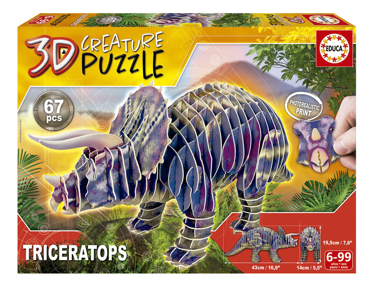 Puzzle Rompecabezas Triceratops 3d 67 Piezas Educa Trex